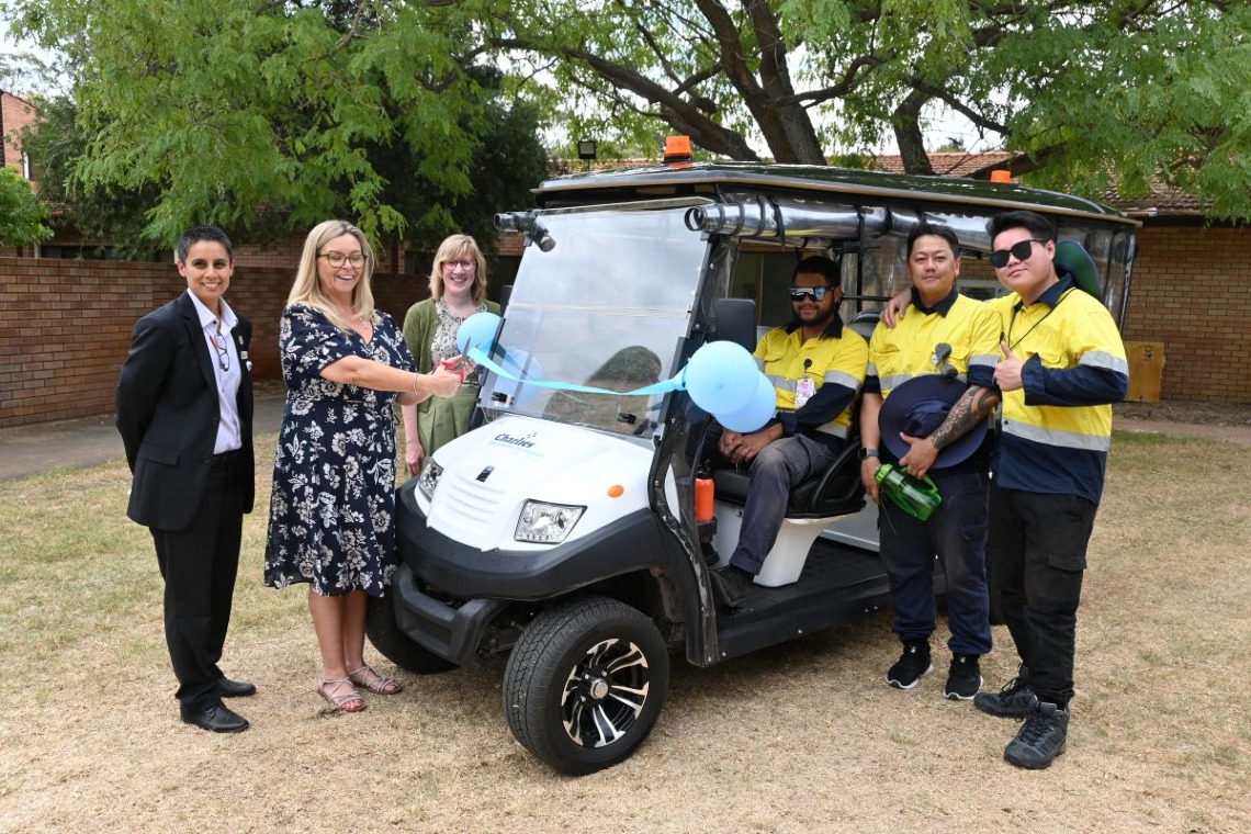 Staff from Charlies Foundation for Research and Osborne Park Hospitals with new patient transfer buggy